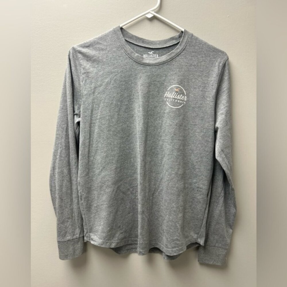 Hollister Women’s Grey Long Sleeve Cotton Blend Top